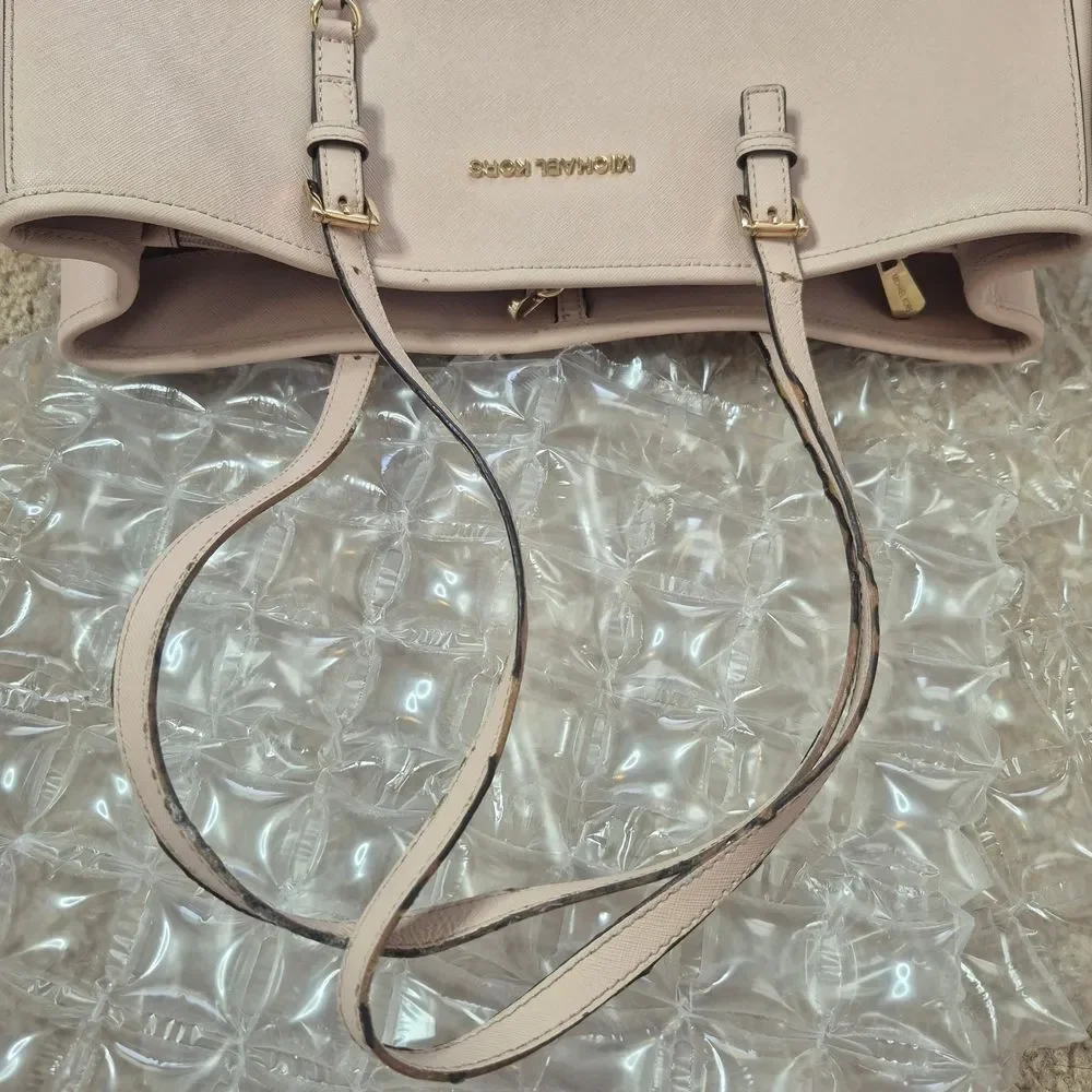 Michael Kors Shania Jet Set Travel Tote Bag Chain Link Blush Pink